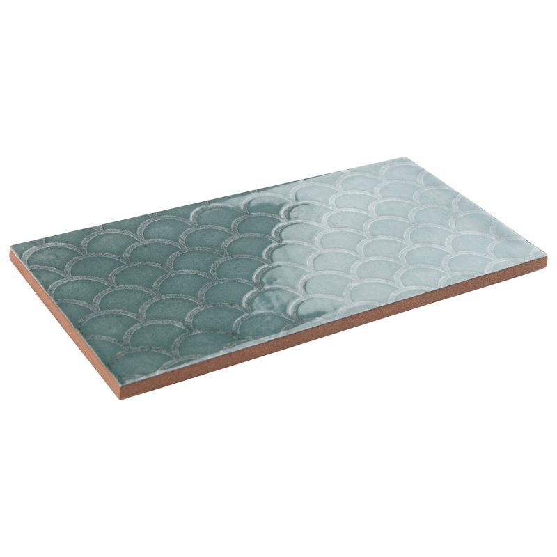 Camden 8" x 4" Ceramic Patterned Subway Tile, Emerald