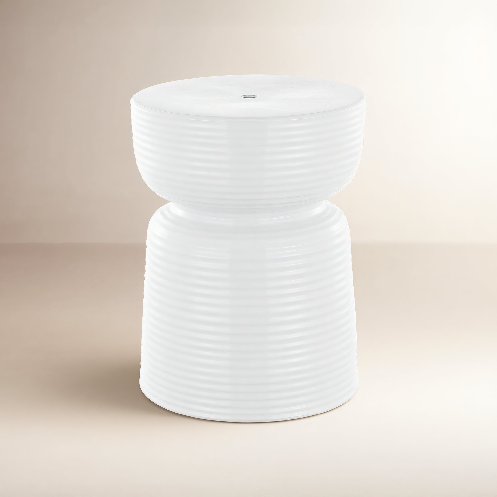 Biali Ceramic Accent Stool, White