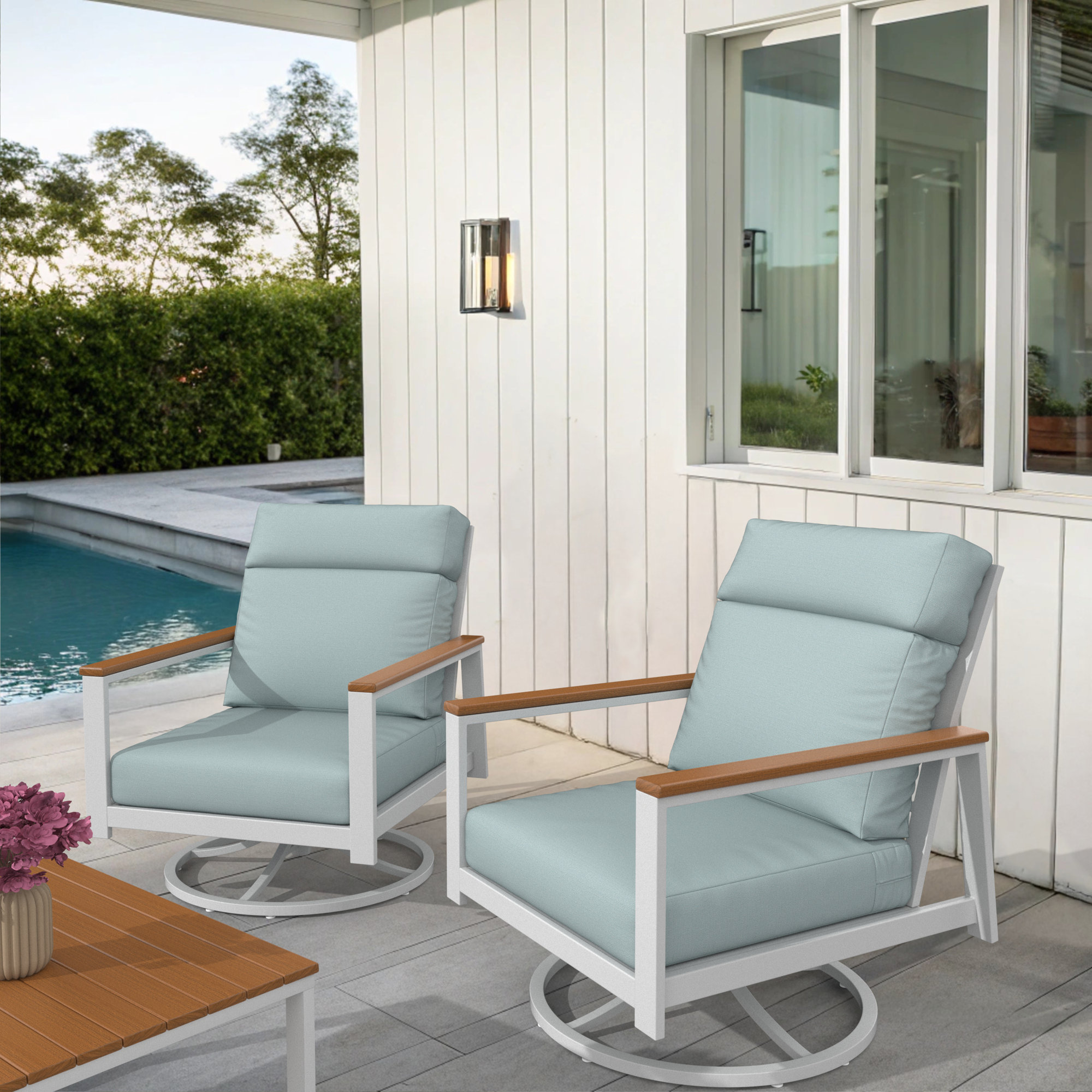 Townsend Metal Outdoor Rocking Chair With Sunbrella Cushion, Bliss Dew, Brown