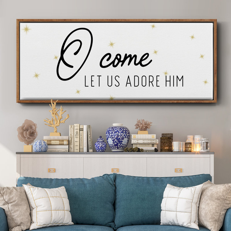 O Come- Framed Canvas, 8" H x 20" W