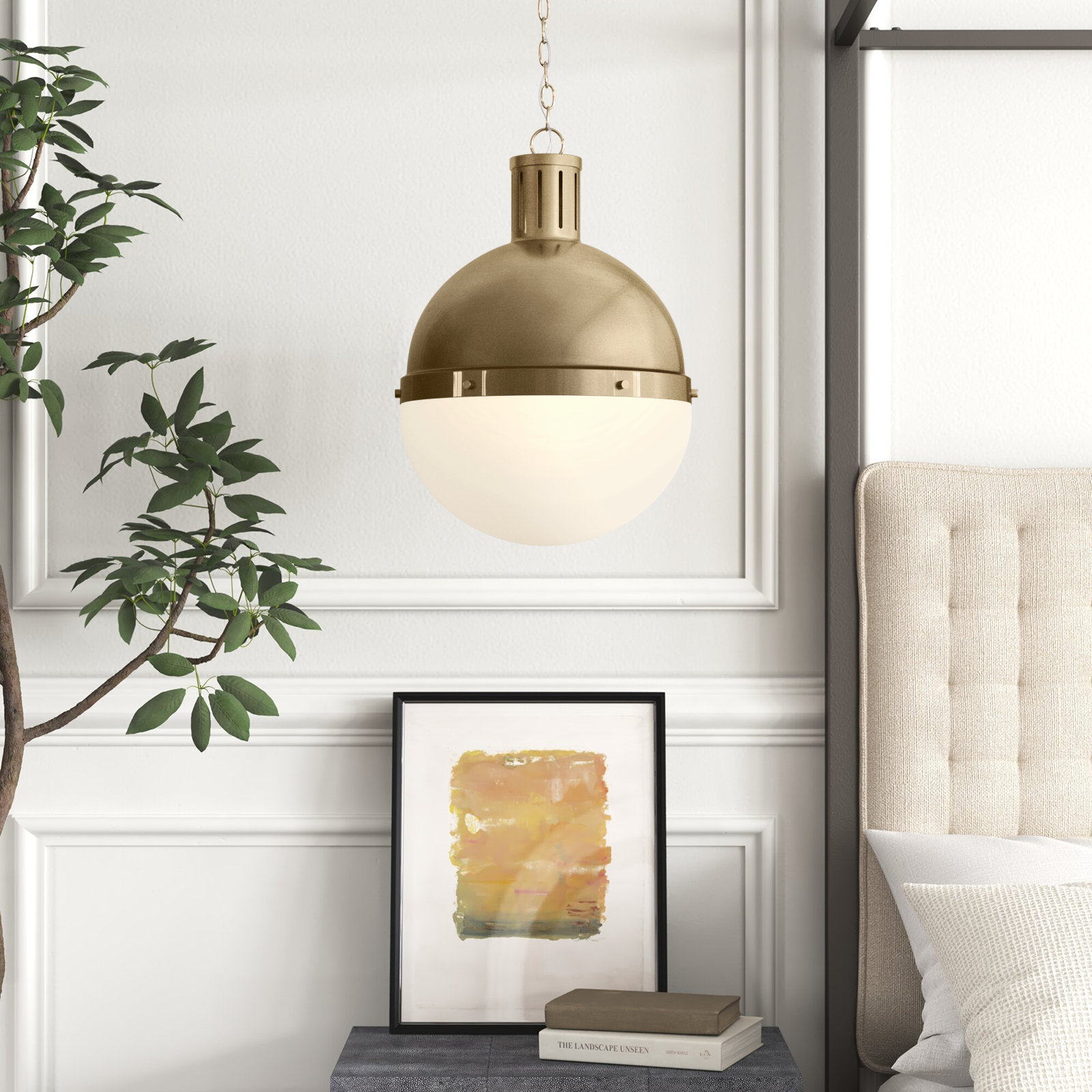 Geoffrey Dimmable Single Light Pendant, 22" H x 16" W x 16" D, No , Satin Bronze