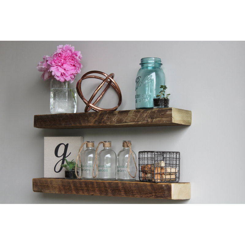 Joao 2 Piece Solid Wood Floating Shelf, Natural, 2" H x 24" W x 7" D