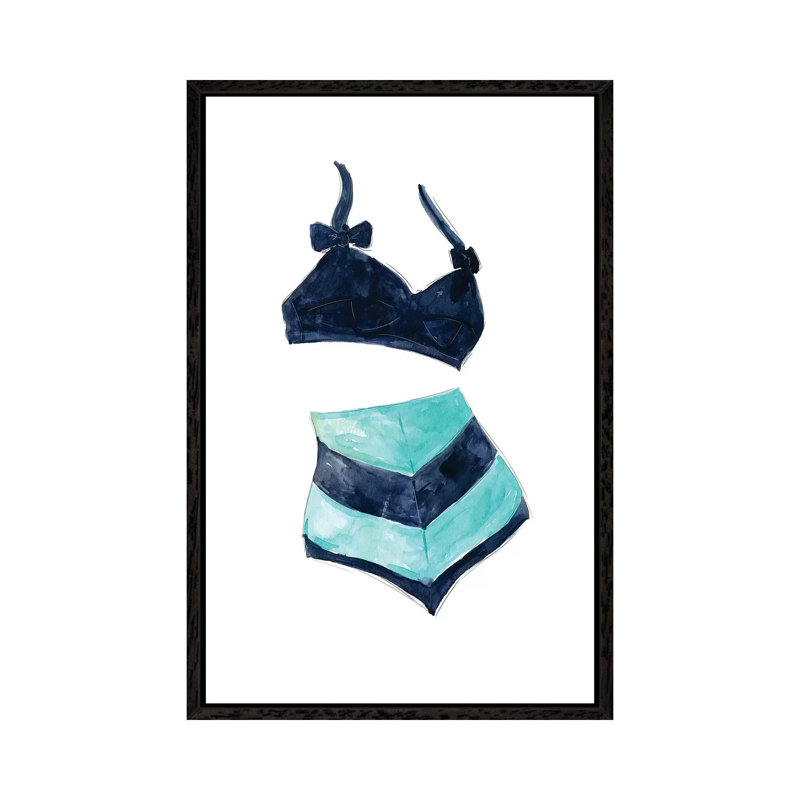 Vintage Swimwear III 1 Piece Painting on Canvas, 101.6 cm H x 66.04 cm W, Black Framed