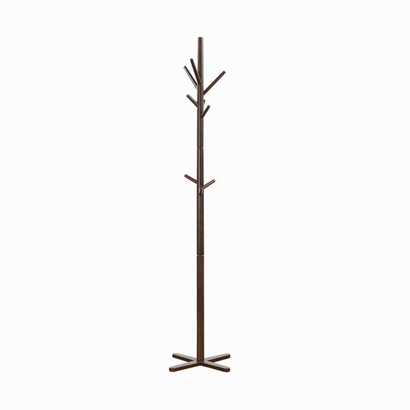 Portemanteaux moderne en bois massif, 9 crochets, Dark Brown