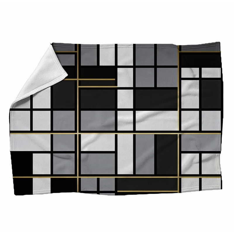 Machine Printed Throw Blanket, 60" L x 50" W, Plaid, Black/DarkGray
