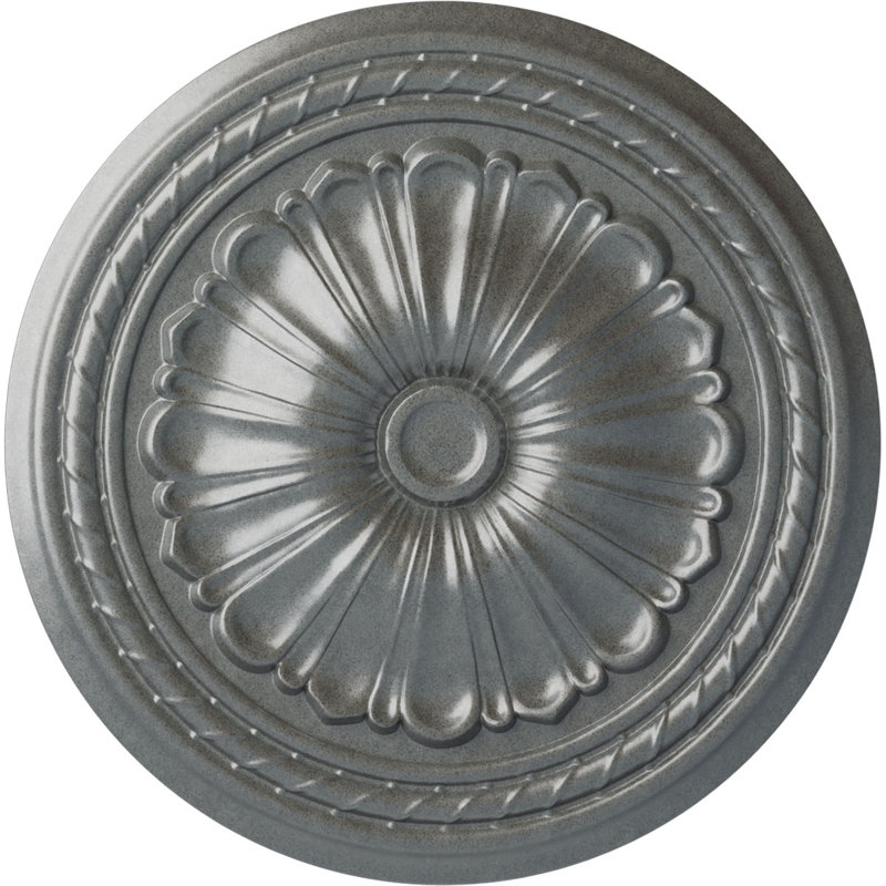 Endurathane Foster Ceiling Medallion, 19 1/8"OD x 1"P (Fits Canopies up to 5 5/8"), Hand-Painted Silver Finish, Platinum
