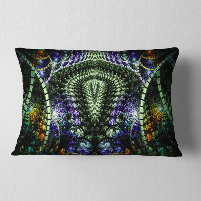 Coussin lombaire à motif fractal coloré unique Abstract