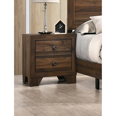 Table de chevet Morandiere 2 avec poignées en métal, finition cerisier brun pour les ajouts de chambre à coucher, ton