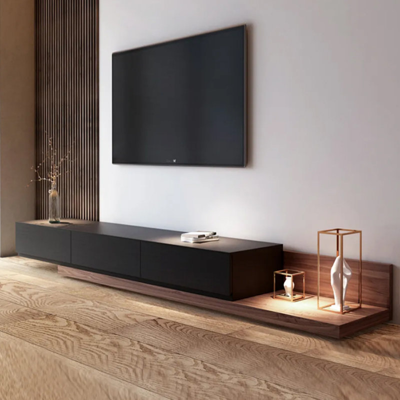  solid wood TV stand, Noir