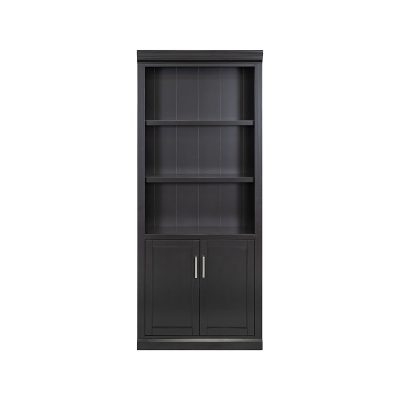 Abby Modern Wood Lower Doors Bookcase - Black