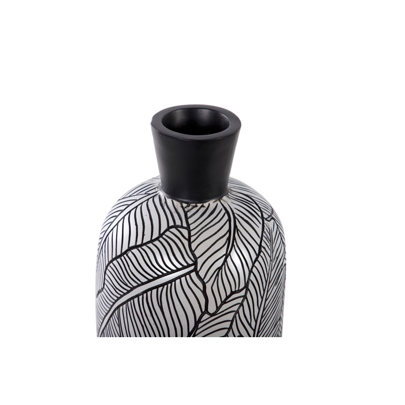 Lenville Floor Vase, 75cm H x 16cm W x 16cm D, Black/White
