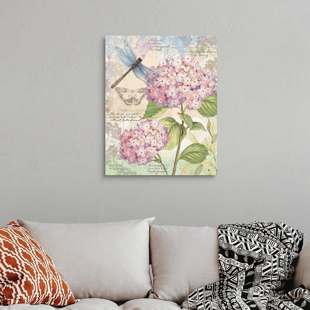 pink hydrangea wall art