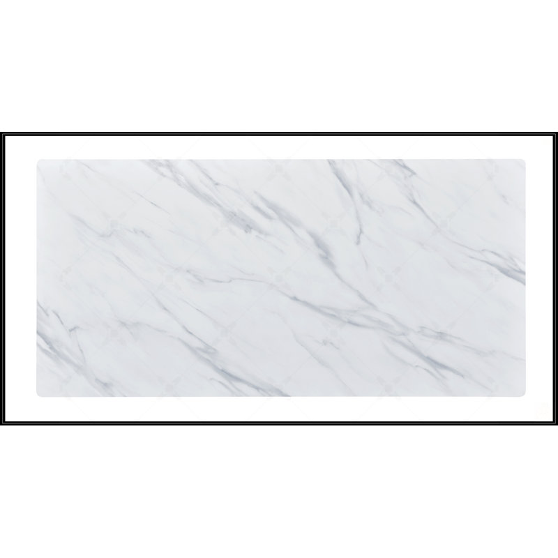 Landon Coffee Table With Glass Marble Texture Top And Bent Wood Design, White