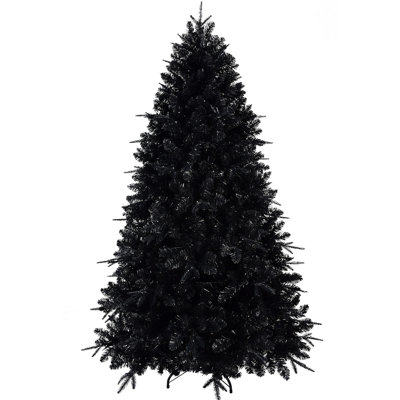 7Ft Christmas Tree With 450 LED Lights, 1916 Tips PE+PVC Artificial Tree For Halloween & Holiday Decor, Hinged Structure With Stable Metal Stand
