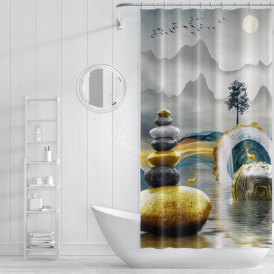 Rideau de douche simple + crochets
