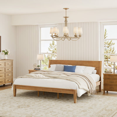Mid-Century Modern Solid Wood Tenon Structure Bed Frame