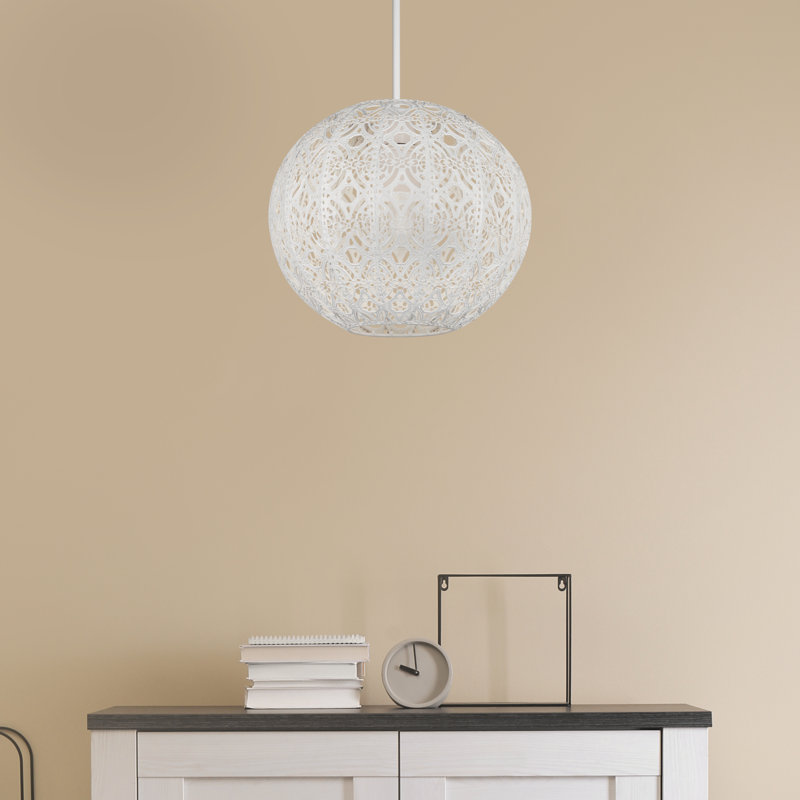 20cm H Metal Round Pendant Shade ( Uno ) in Gloss Cream