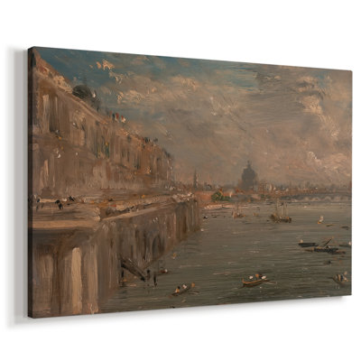 Pont Waterloo, de Whitehall Stairs (dessin à l'huile) -John Constable-Toile tendue avec châssis-c. 1819