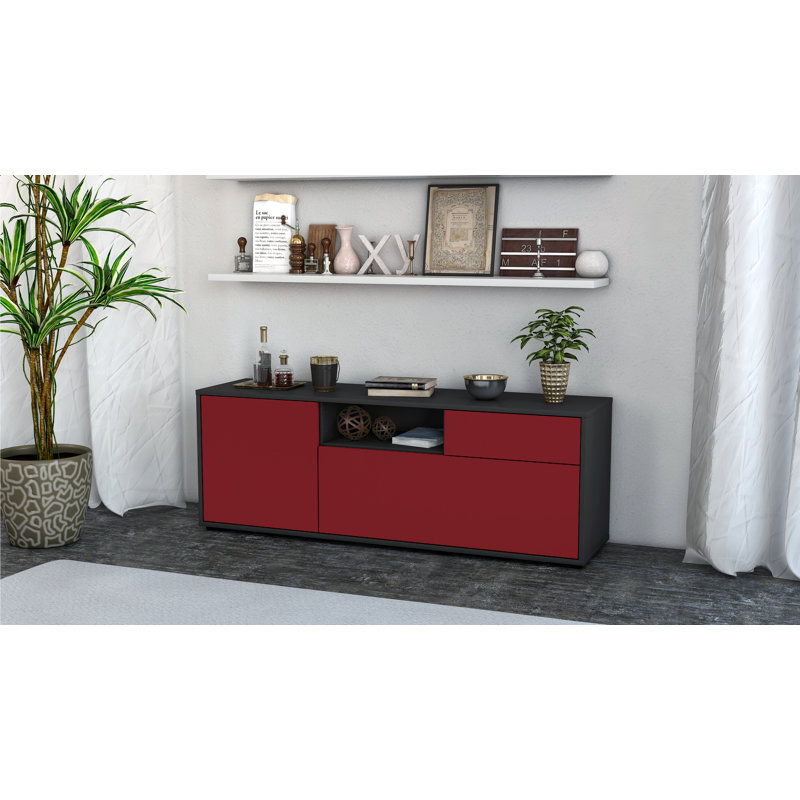 Wyckoff Unfinished TV Stand for TVs up to 60", Red / Matte Anthracite
