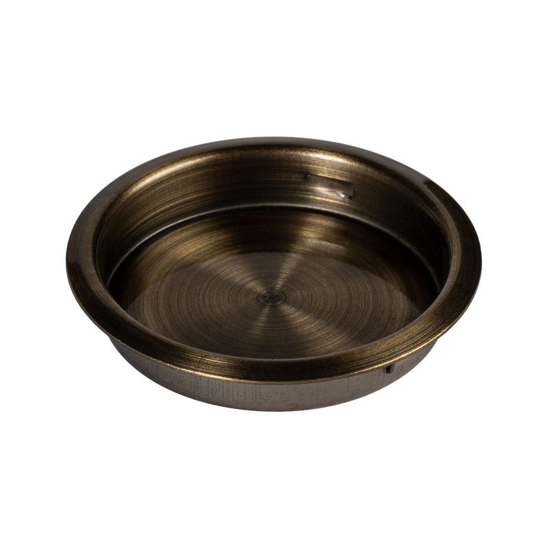 Paquet de 25 poignées encastrées en laiton antique de 1-3 / 4 po de diamètre Outwater - aucune vis nécessaire, fabrication en acier