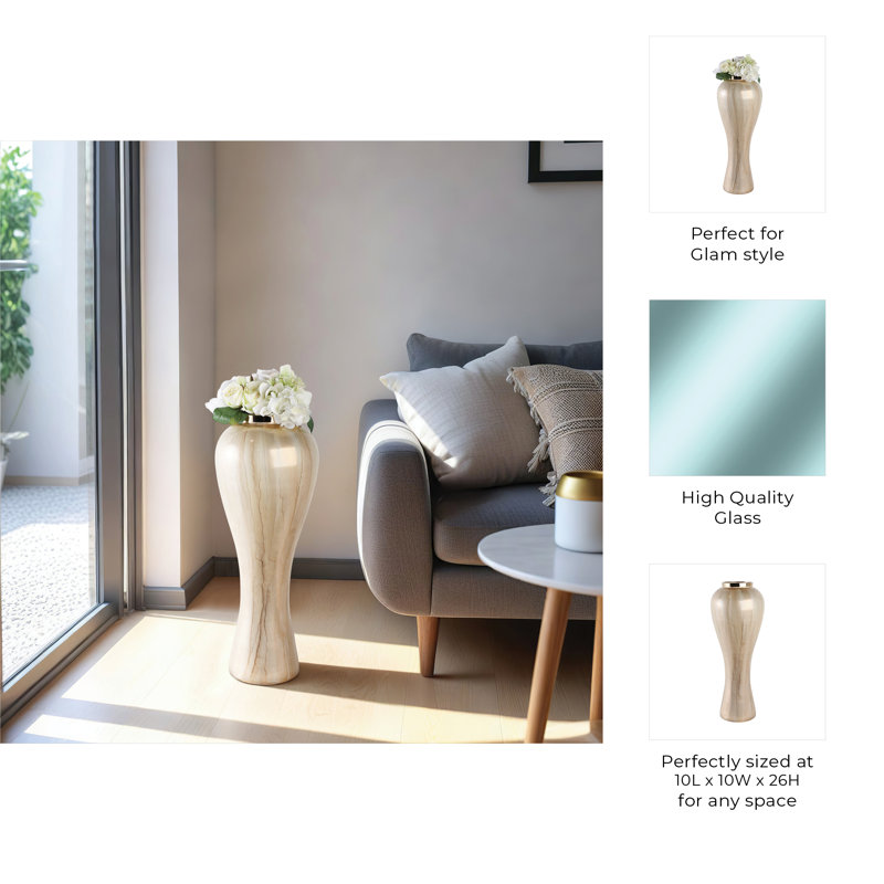 Sagebrook Home 21" Frances Small Oversized Floor Vase, 26" H x 10" W x 10" D
