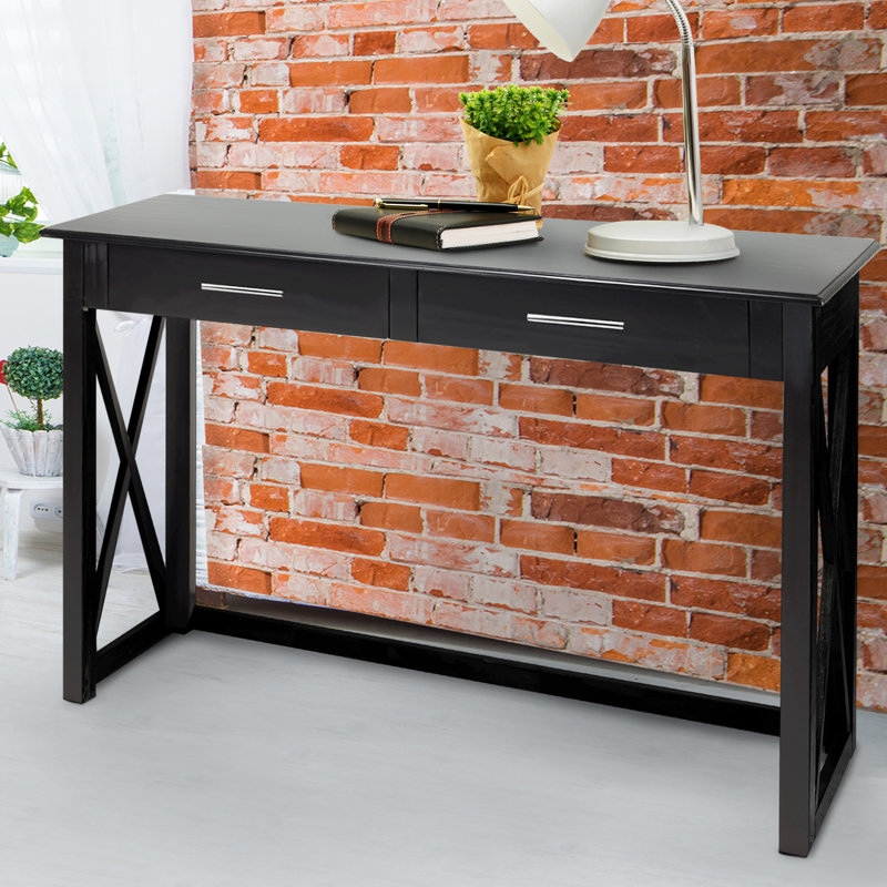 Jeska 48 " W Solid Wood Top Console Table, Black