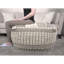 Rustic Wool And Cotton Large Pouf, Brown