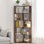 Bibliothèque de coin autoportante en forme de L à 6 niveaux pour le salon, la chambre à coucher, la bibliothèque en bois avec panneau anti-chute et dispositif anti-basculement, étagère de rangement ouverte pour le bureau à domicile