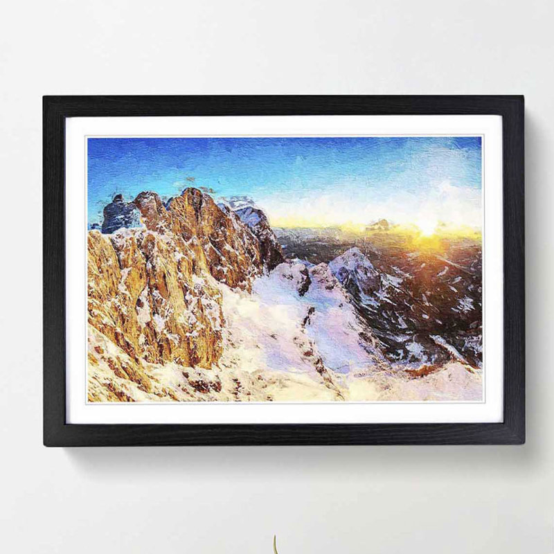 Hoher Dachstein Mountain in Austria - Picture Frame Painting Print, 36cm H x 48cm W x 2cm D, Black Framed