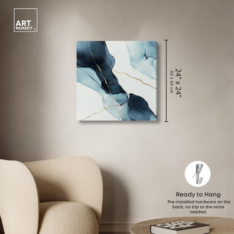 «Cerulean Flow I», art numérique sur toile par , H 24 po x l 24 po, Toile tendue