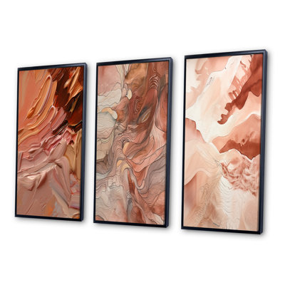 " Chocolate Bliss Abstract Painting " 3 - Pieces