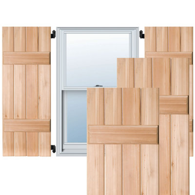 Series # 4 Exterior Real Wood Sapele Board-N-Batten Shutters Pair