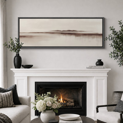 «Minimalist Neutral Horizon Abstract Landscape Calm», très grande impression sur toile encadrée
