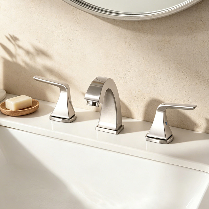 Bathroom Faucet With 8-inch Widespread Installation And Metal Lever Handles, Brushed Nickel