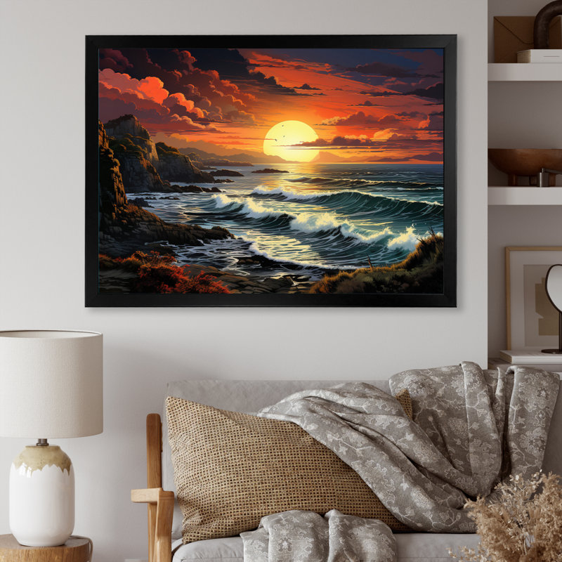 Irlande coucher de soleil sur le Connemara II, H 34 po x l 44 po x P 1,5 po, Cadre simple noir