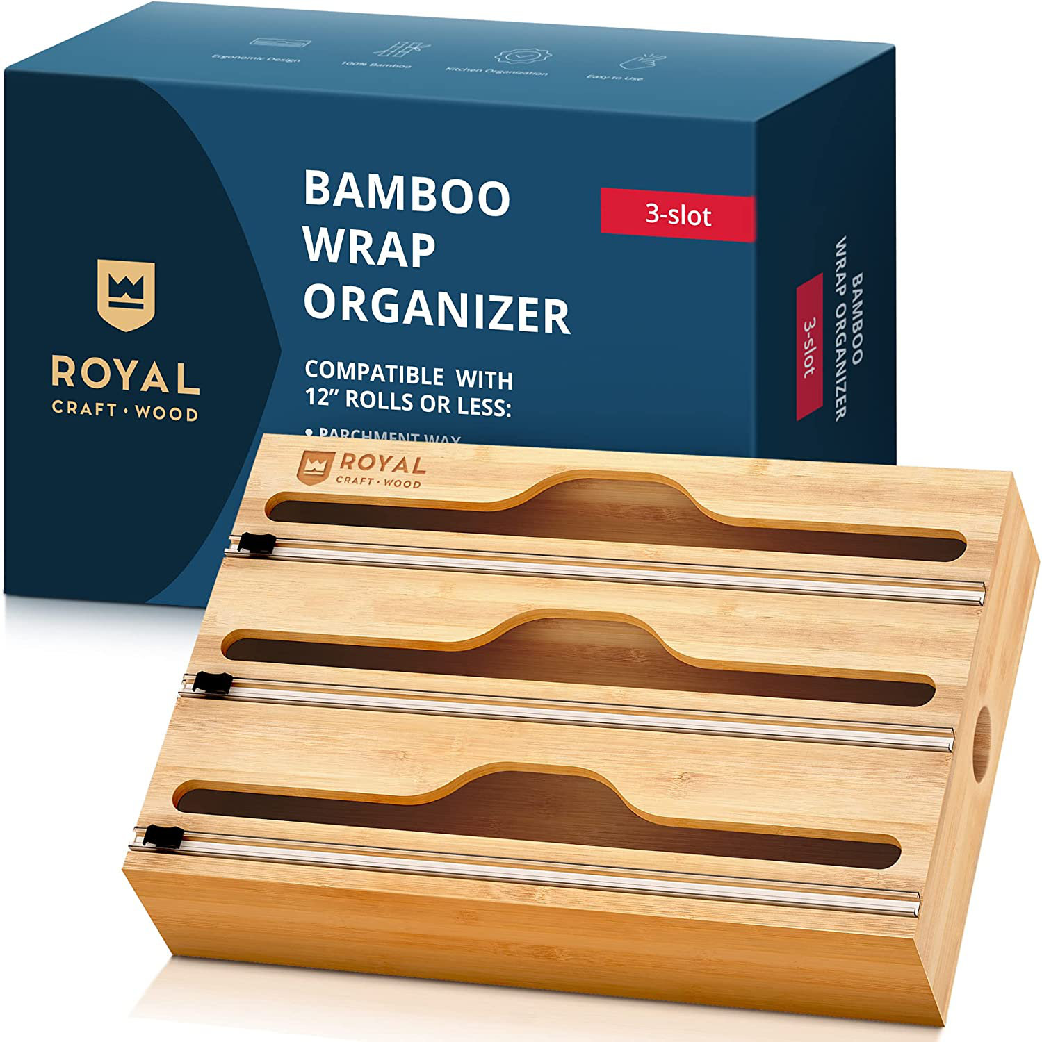 Royal Craft Wood Silverware Drawer Organizer 9 Slots
