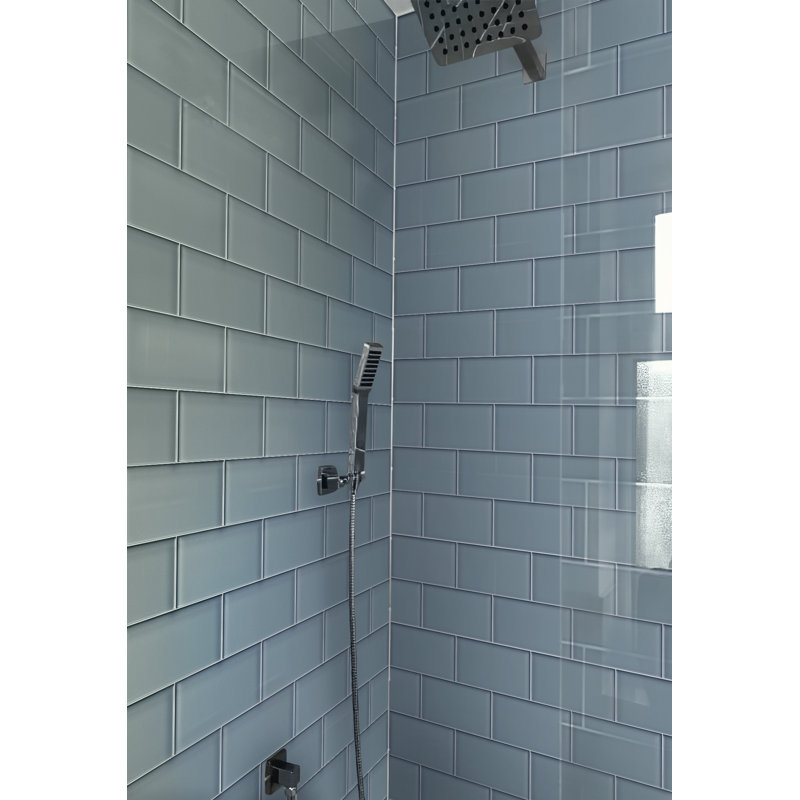 Apollo 6'' x 3'' Glass Subway Wall Tile, Gray