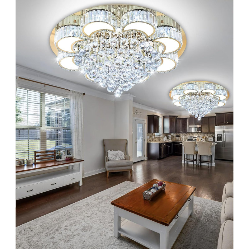 Glam Dimmable Crystal Chandelier, Gold