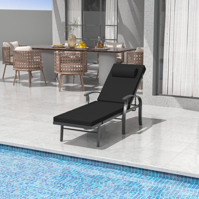 Deianna Adjustable Outdoor Aluminum Chaise Lounge Chair with Cushions, Ergonomic Armrests & Rust-Resistant Frame for Sunbathing