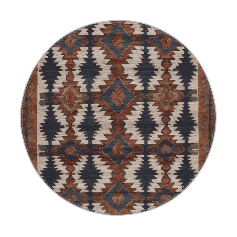 Tapis turc intérieur et extérieur noir, Rond 5 pi