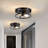 Industrial Matte Black Metal 2-light Flush Mount Ceiling Light