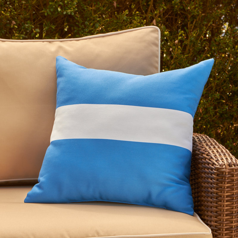 Outdoor Reversible Throw Pillow, Azure, 14" x 20