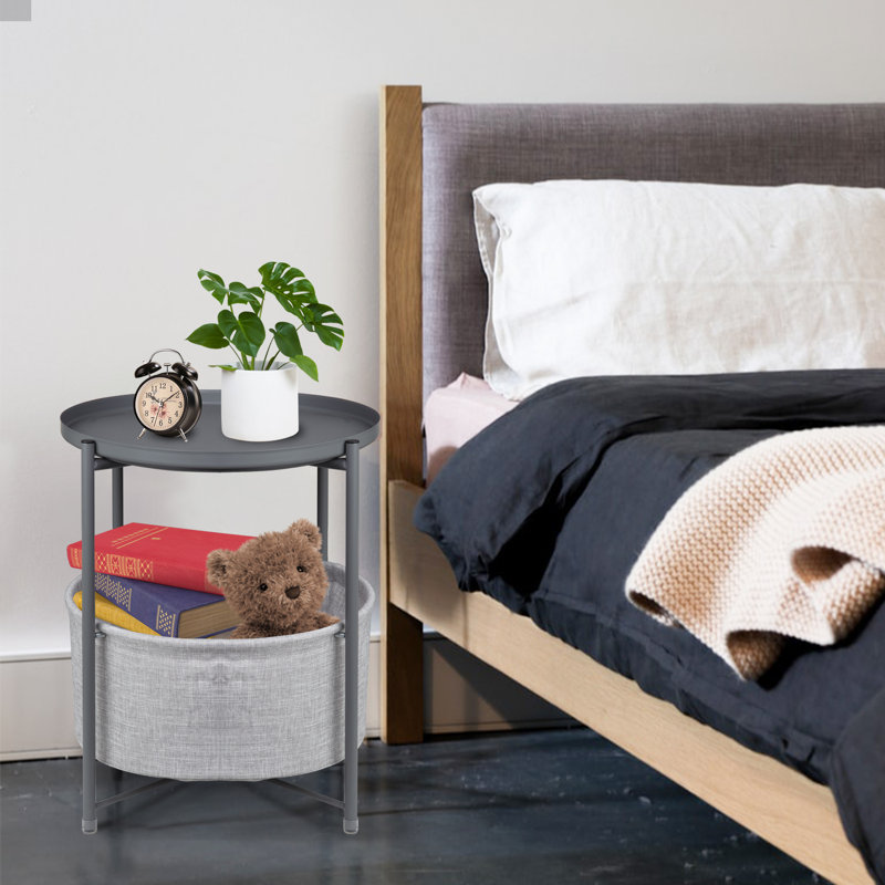 Serik Iron Tray Top End Table, Gray