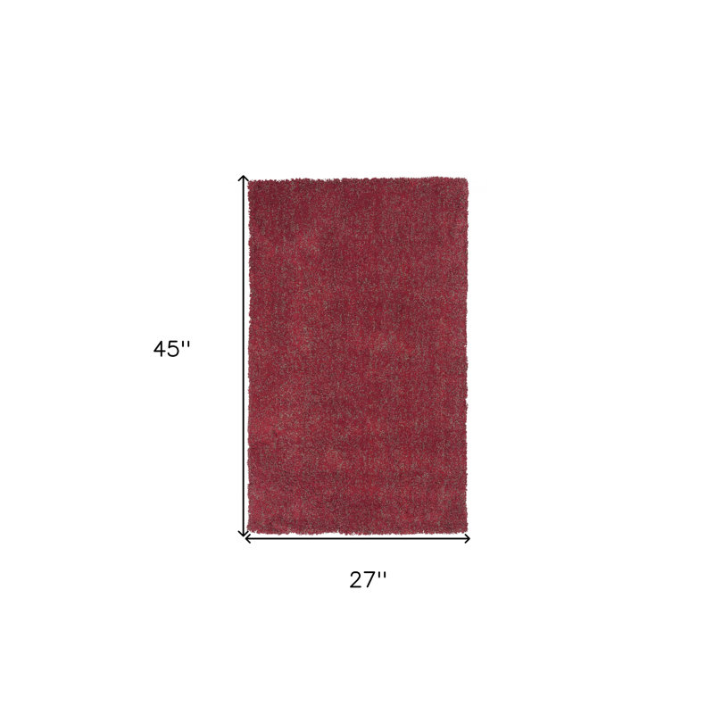 2' X 4' Polyester Red Heather Area Rug