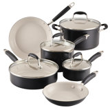 Anolon Advanced Ceramic Nonstick Cookware Pots And Pans Set, 10 Piece, Black