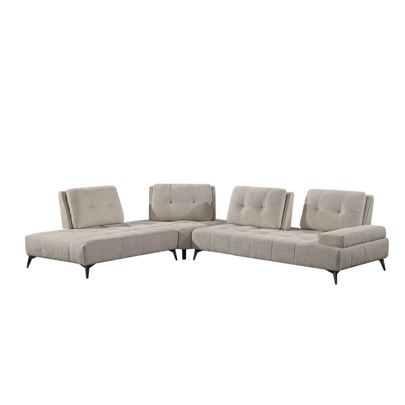 Canapé modulaire en microfibre en L de 128 po Betsy Furniture, dossier réglable, 9073 (gris clair, méridienne gauche)