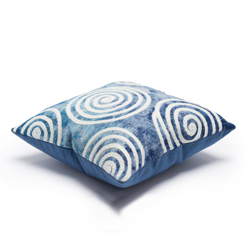 Visions IV Lumbar Rectangular Indoor / Outdoor Pillow, Curl Blue