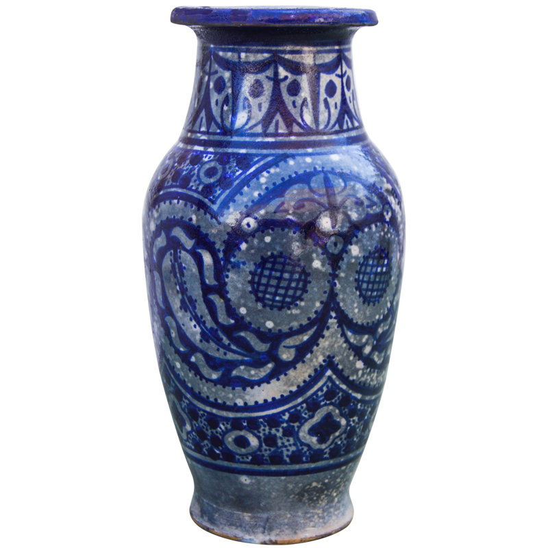 Indoor/Outdoor Ceramic Table Vase, Dark Blue