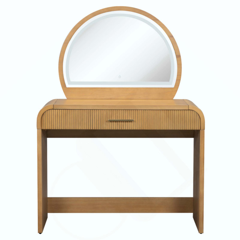 Makeup Vanity Table With Mirror Touch Screen Lighted Mirror, Dressing Table With Drawer For Bedroom, Natural