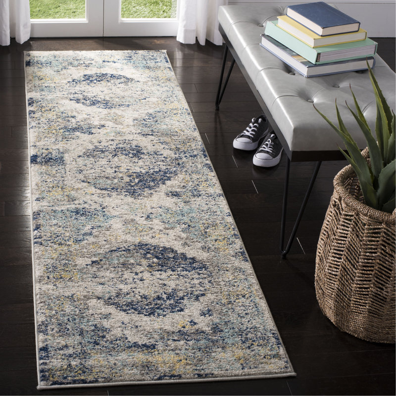 Christa Oriental Blue/Ivory Area Rug, Runner 2'3" x 8'